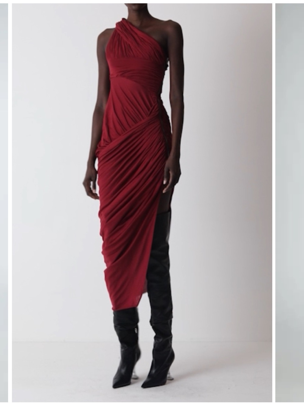 Rick Owens Lido Draped One Shoulder Jersey Gown